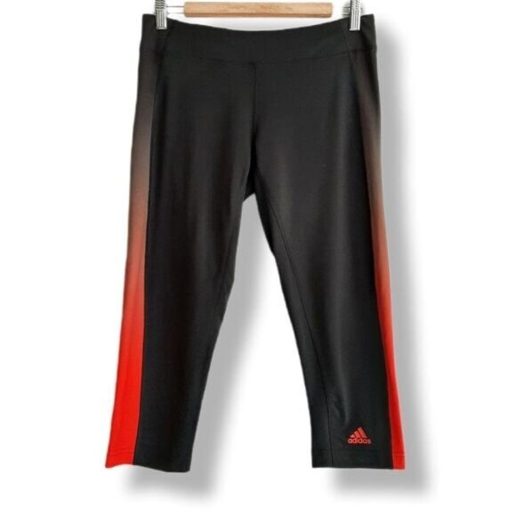 ADIDAS Climalite 3/4 Capri Leggings Ombre Side Tape Sz M - Picture 1 of 13